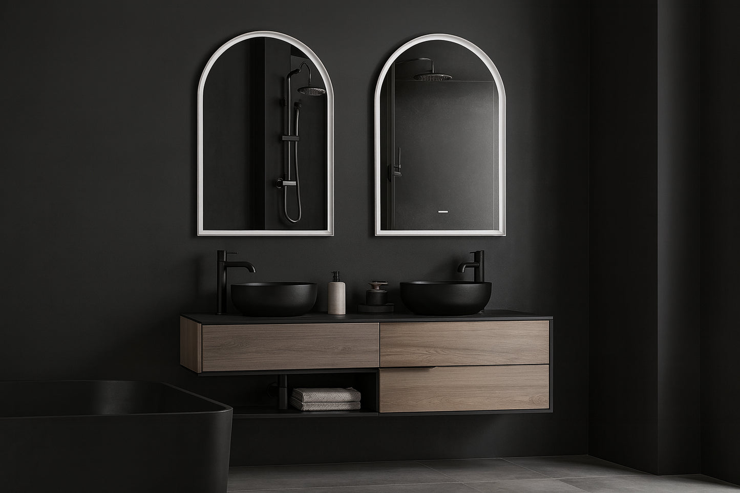 30 in W x 39 in H Arched Frameless Wall Mounted Anti Fog LED Light Bathroom Vanity Mirror DJLED MR03049