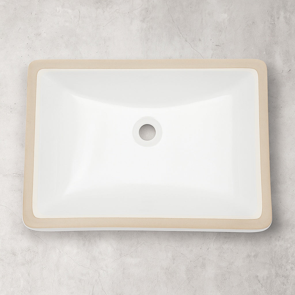 21 in. x 15 in. Modern Ceramic White Rectangular Undermount Bathroom Sink