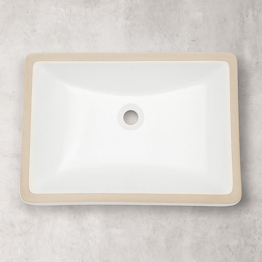21 in. x 15 in. Modern Ceramic White Rectangular Undermount Bathroom Sink