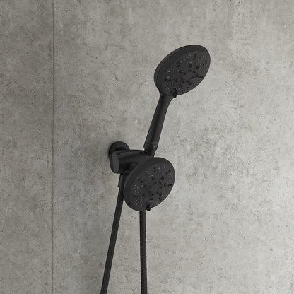 6 -Spray Patterns with 1.8 GPM 4.5 in. Wall Mount Dual Shower Heads in Matte Black