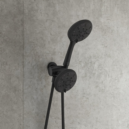 6 -Spray Patterns with 1.8 GPM 4.5 in. Wall Mount Dual Shower Heads in Matte Black