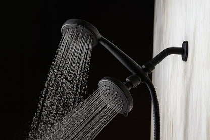 6 -Spray Patterns with 1.8 GPM 4.5 in. Wall Mount Dual Shower Heads in Matte Black