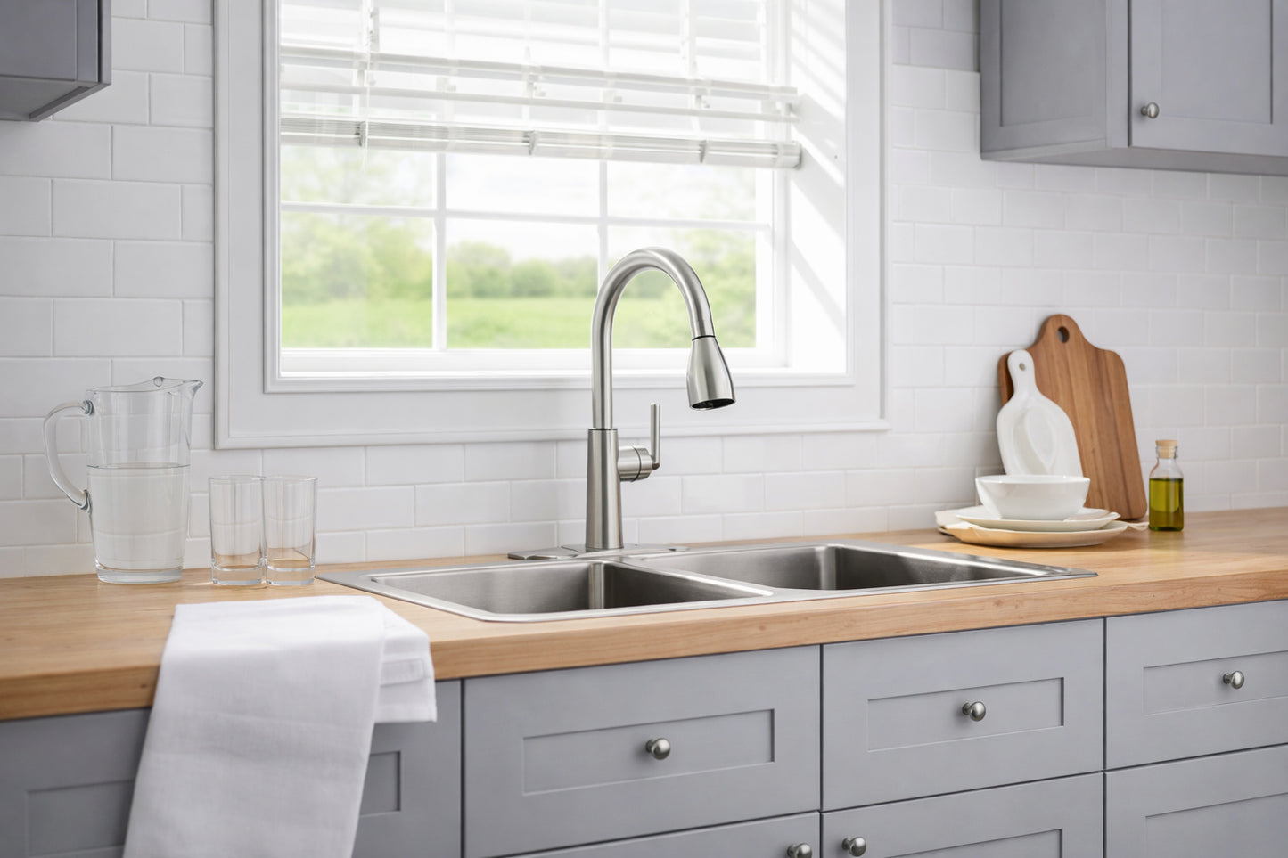 Glacier Bay Oswell Single Handle 3 Function Pull Down Sprayer Kitchen Faucet In Stainless Steel