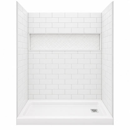 Bootz Industries ShowerCast 60 in L x 30 in W x 78 in H 4 Piece Alcove Shower Kit w NexTile Shower Wall and RH Drain and Shower Pan SCAST30SQRH NXT