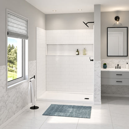 Bootz Industries ShowerCast 60 in L x 30 in W x 78 in H 4 Piece Alcove Shower Kit w NexTile Shower Wall and RH Drain and Shower Pan SCAST30SQRH NXT