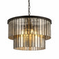 LNC Modern 4 Light Black Drum Chandelier with 2 Tier Mercury Glass Shade Dining Kitchen Room Living Room Foyer Pendant Light