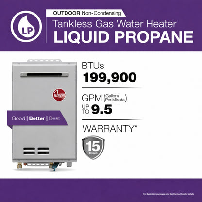 Rheem Performance Plus 9 5 GPM Smart Non Condensing Outdoor Liquid Propane Tankless Water Heater