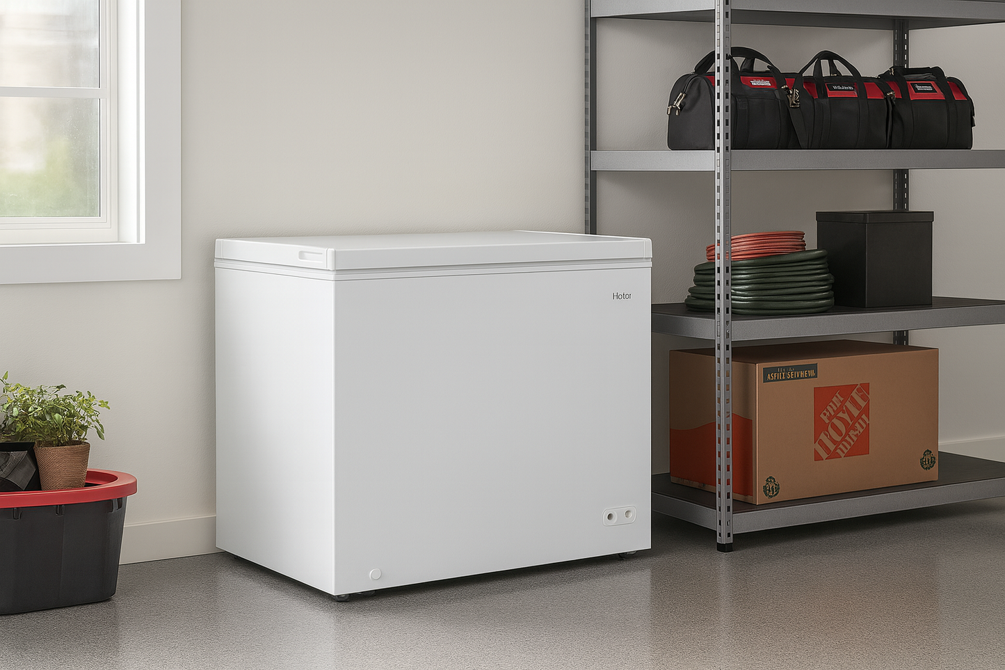 Vissani 7 0 cu ft Manual Defrost Chest Freezer with LED Light in White Garage Ready