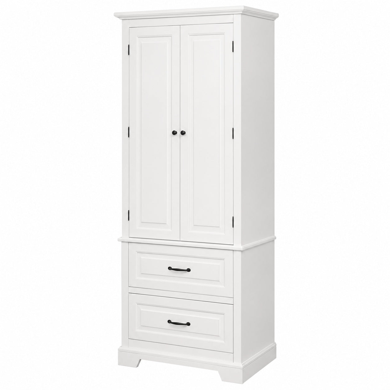 Teamson Home St James 24 in W x 16 in D x 62 25 in H White Bathroom Storage Linen Cabinet with 2 Door 2 Drawer