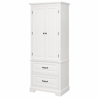 Teamson Home St James 24 in W x 16 in D x 62 25 in H White Bathroom Storage Linen Cabinet with 2 Door 2 Drawer