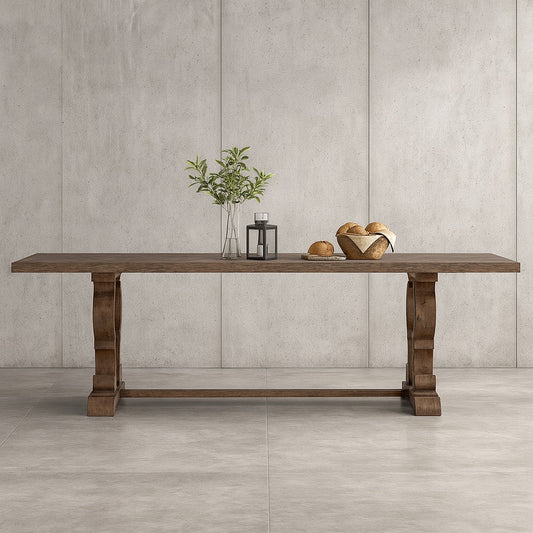 Furniture Of America Reina Rustic Natural Tone Wood 90 In Trestle Extendable Dining Table Seats 8