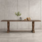 Reina Rustic Natural Tone Wood 90 in Trestle Extendable Dining Table Seats 8 IDF 3577T
