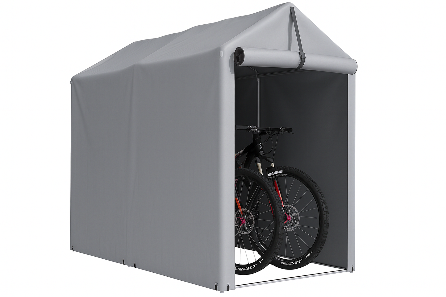 Tozey 3 ft. W x 6 ft. D x 5 ft. H Peak-Style Silver Portable Garage Shelter for Bike and Patio Storage w/ Roll-up Zipper Door