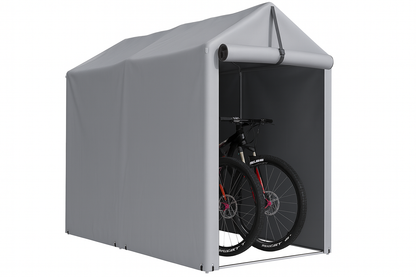 Tozey 3 ft. W x 6 ft. D x 5 ft. H Peak-Style Silver Portable Garage Shelter for Bike and Patio Storage w/ Roll-up Zipper Door