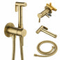 Single Handle Bidet Faucet with Handle Warm Water Wall Mount Bidet Sprayer for Toilet with Rough In Valve Brushed Gold