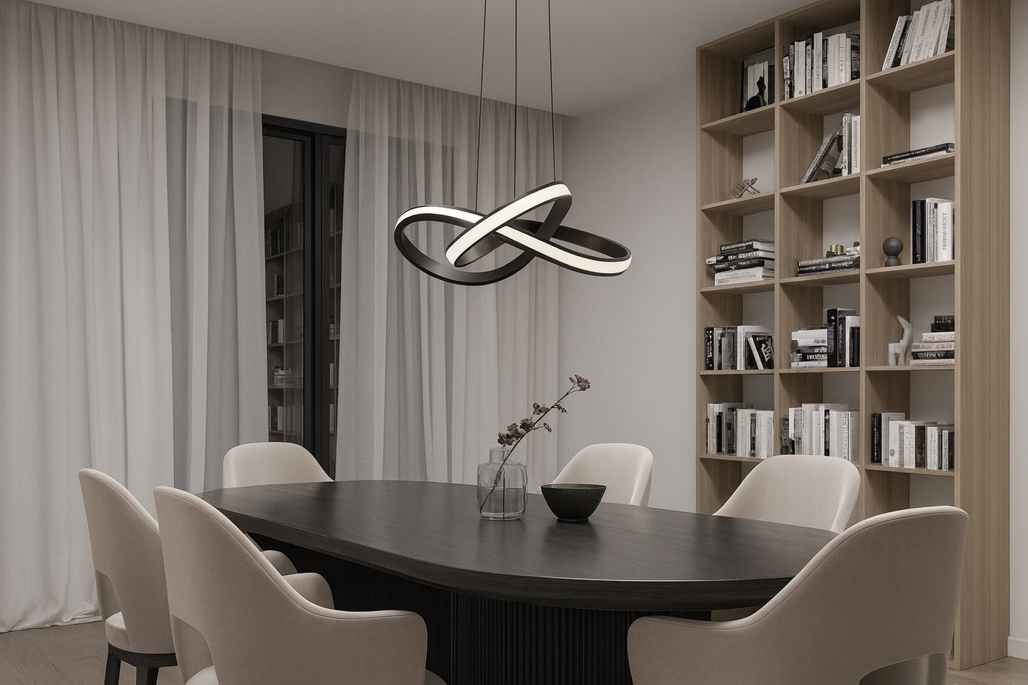 Artika Morgan 30 Watt 1 Light Black Modern 5 CCT Integrated LED Pendant Light Fixture for Dining Room or Kitchen