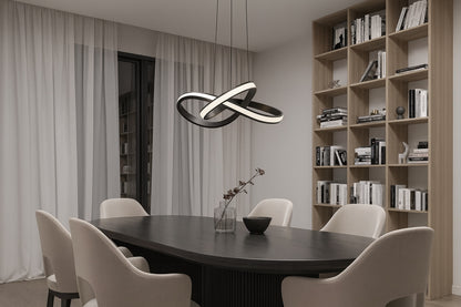 Artika Morgan 30 Watt 1 Light Black Modern 5 CCT Integrated LED Pendant Light Fixture for Dining Room or Kitchen