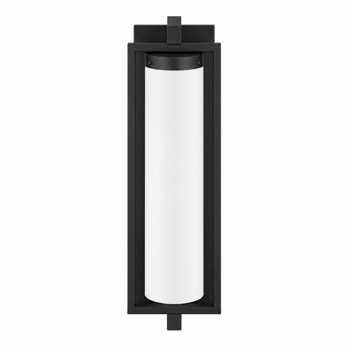 Hampton Bay Libby 16 37 in 1 Light Medium Matte Black Transitional Outdoor Wall Lantern with Opal Glass Shade 1048HBMBDI