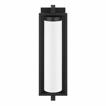 Hampton Bay Libby 16 37 in 1 Light Medium Matte Black Transitional Outdoor Wall Lantern with Opal Glass Shade 1048HBMBDI