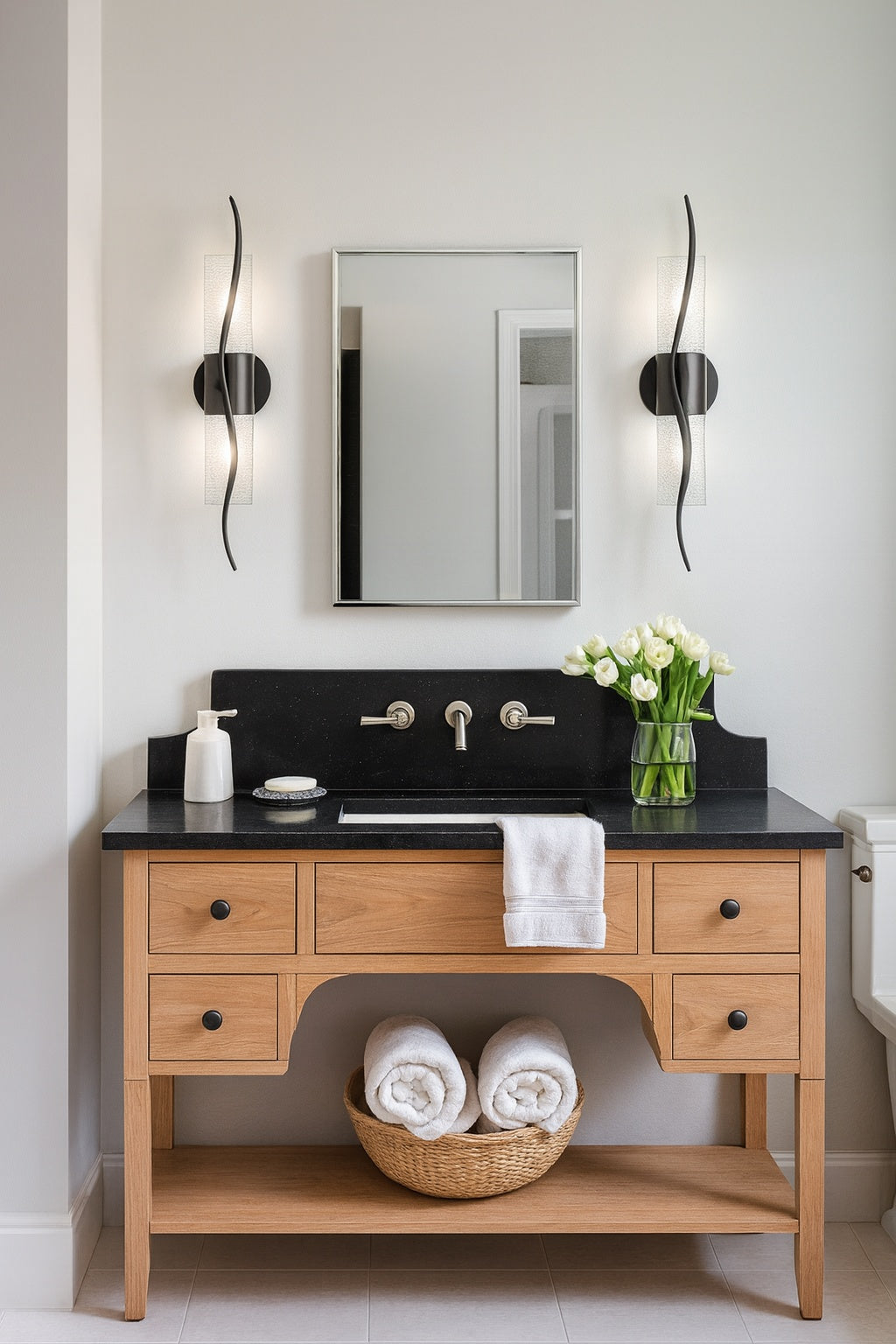 EDISLIVE Jerico 23 6 in 2 Light 6000K Integrated LED Black Modern Vanity Light with Spiral Design