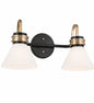 KICHLER Farum 19 25 in 2 Light Black with Champagne Bronze Modern Bathroom Vanity Light with Opal Glass Shades 55154BK
