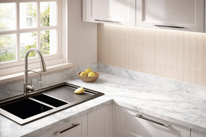 Hampton Bay 4 ft L x 1 1 8 in T Configurable Laminate Countertop in Matte Marmo Eracle with Square Edge