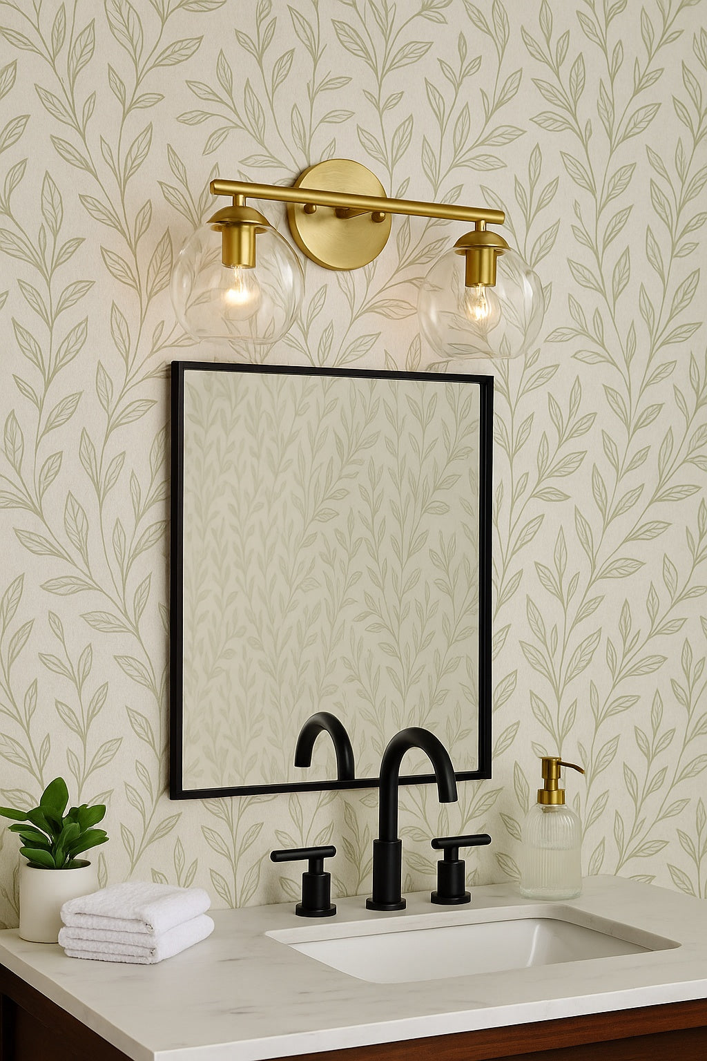 15 in. 2 Light Gold Bathroom Light Fixtures Over Mirror Vanity Light Wall Light For Bathroom ZC0225 2 VLGD