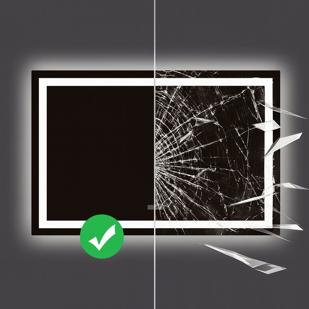 HOMEIBRO 36 in. W x 28 in. H Rectangular Frameless LED Light with 3-Color and Anti-Fog Wall Mounted Bathroom Vanity Mirror