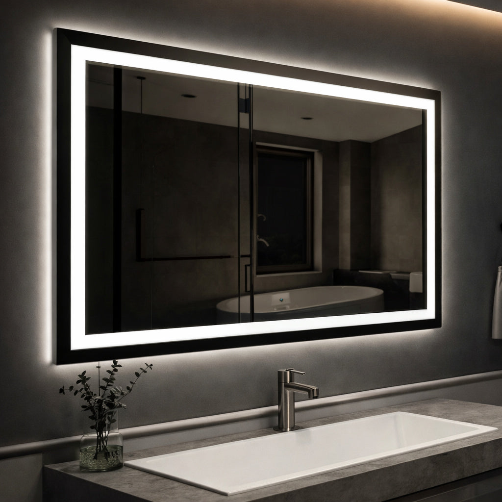 HOMEIBRO 36 in. x 30 in. Frameless LED Mirror, 3-Color Light