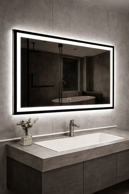 HOMEIBRO 36 in. x 30 in. Frameless LED Mirror, 3-Color Light