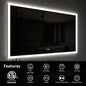 HOMEIBRO 48 in. W x 24 in. H Rectangular Frameless LED Light with 3-Color and Anti-Fog Wall Mounted Bathroom Vanity Mirror