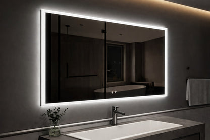 HOMEIBRO 48 in. W x 36 in. H Rectangular Frameless LED Light with 3-Color and Anti-Fog Wall Mounted Bathroom Vanity Mirror