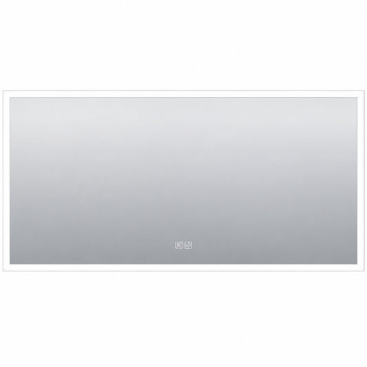 HOMEIBRO 72 in W x 36 in H Rectangular Frameless LED Light with 3 Color and Anti Fog Wall Mounted Bathroom Vanity Mirror