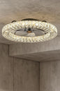 22 in. LED Indoor White Crystal Ceiling Fan with Modern Light White Flush Mount Fan for Bedroom CA00001103