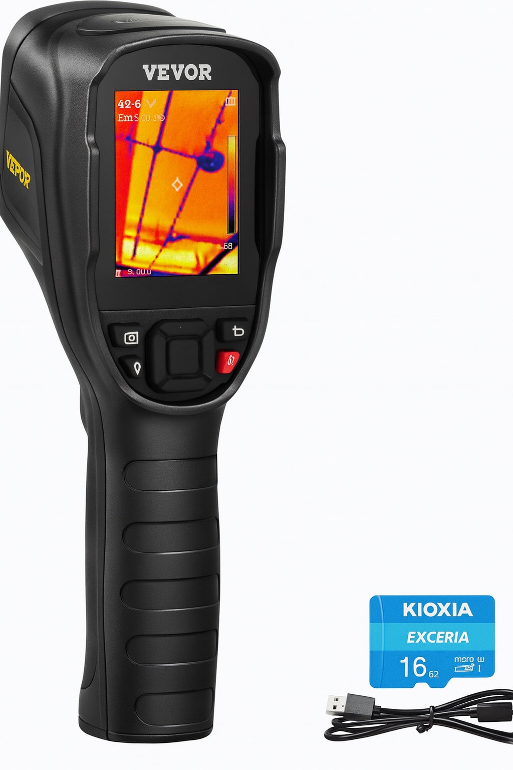 VEVOR Thermal Imaging Camera 240x180 IR Resolution 43200 Pixel Infrared Camera with 16G SD Card LED Light