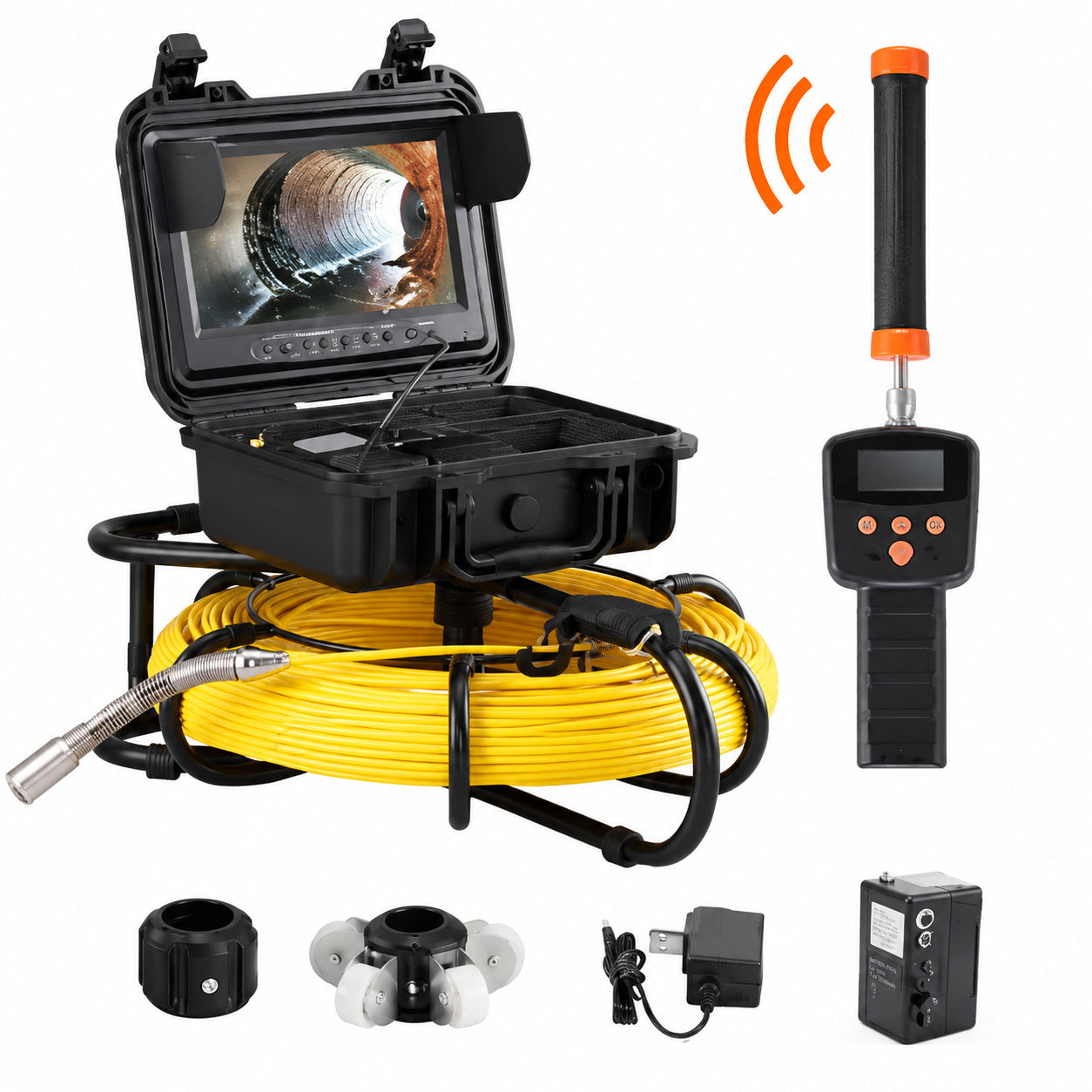VEVOR Sewer Pipe Camera 9 in Screen Pipeline Sewer Camera 300 ft DVR with 512Hz Locator for Home Drain Market