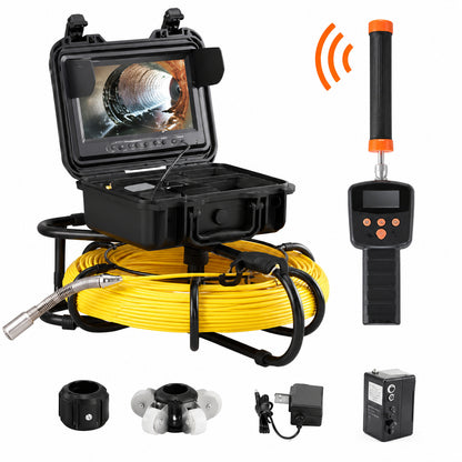 VEVOR Sewer Pipe Camera 9 in Screen Pipeline Sewer Camera 300 ft DVR with 512Hz Locator for Home Drain Market