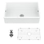 Fulorni 32 in. Undermount Single Bowl Ceramic Kitchen Sink with Strainer and Bottom Grid