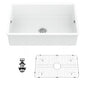 LORDEAR 32 in Undermount Single Bowl Ceramic Kitchen Sink with Strainer and Bottom Grid