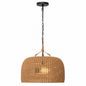 Hampton Bay Summerpoint 120 Watt 2 Light Black Shaded Pendant Light with Natural Woven Shade No bulbs Included 24145 000
