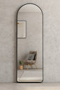 23 in. W x 65 in. H Black Aluminum Alloy Metal Frame Arched Full-Length Floor Mounted Mirror, Wall Mounted Mirror