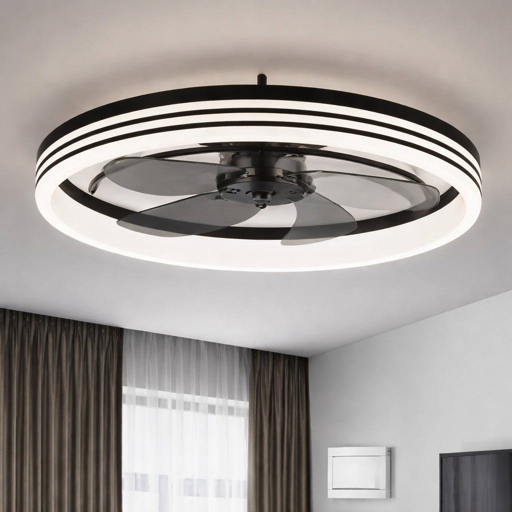 Black 20 in Integrated LED Indoor Color Changing Ceiling Fan with Light Flush Mount Fan with Light for Small Room