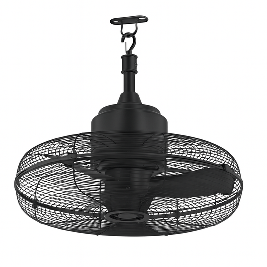 Hampton Bay Conyer 20 in. Indoor/Wet Outdoor 3-Speed Anywhere Fan Matte Black with Convenient Hanging Hook