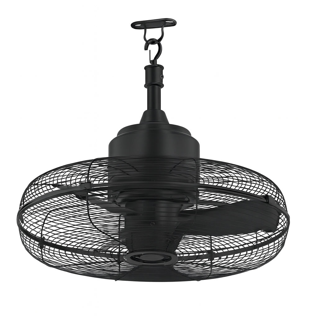 Hampton Bay Conyer 20 in. Indoor/Wet Outdoor 3-Speed Anywhere Fan Matte Black with Convenient Hanging Hook
