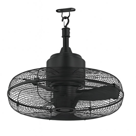 Hampton Bay Conyer 20 in. Indoor/Wet Outdoor 3-Speed Anywhere Fan Matte Black with Convenient Hanging Hook