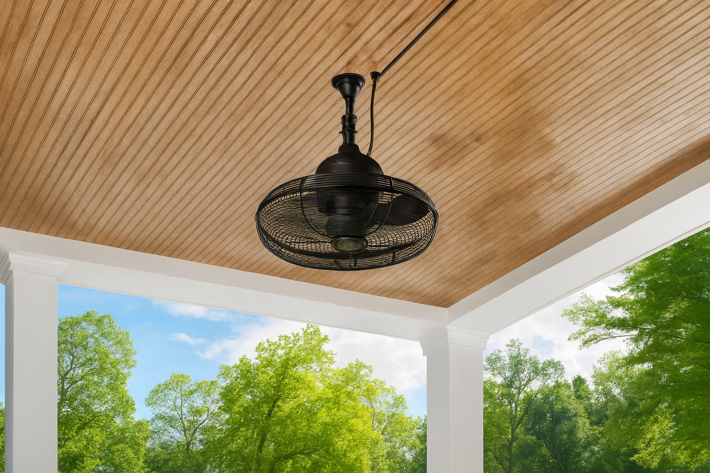 Hampton Bay Conyer 20 in. Indoor/Wet Outdoor 3-Speed Anywhere Fan Matte Black with Convenient Hanging Hook