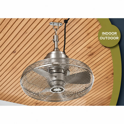 Hampton Bay Conyer 18 in Indoor Wet Outdoor 3 Speed Anywhere Fan Silver with Convenient Hanging Hook SFZ 500 1