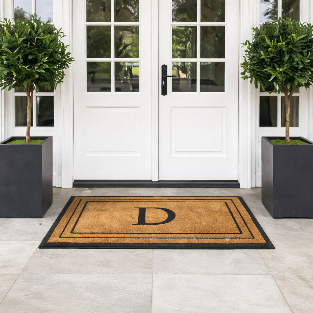 Calloway Mills Black Border 36 x 72 Monogram Doormat Letter D