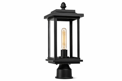 LNC Modern 1 Light Matte Black Hardwired Outdoor Weather Resistant Post Light with Clear Glass Shade for Pathway Garden