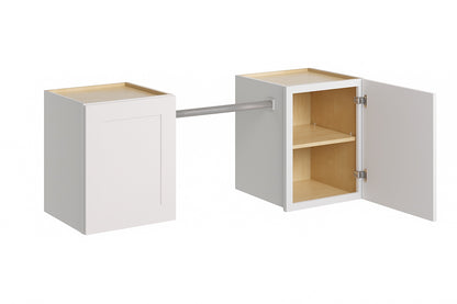 MILL S PRIDE Greenwich Verona White 23 in H x 58 in W x 12 in D Plywood Laundry Room Wall Cabinet and Pole ext 76 in w 2 Shelves